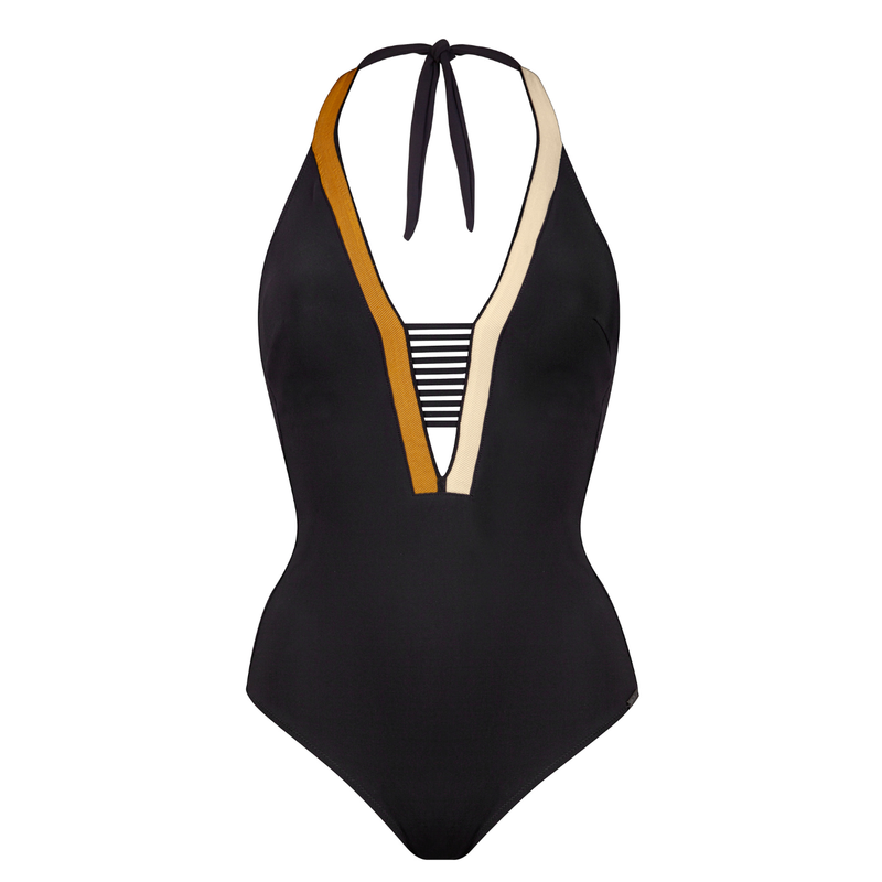 Antagonist V-Neck Halter Swimsuit