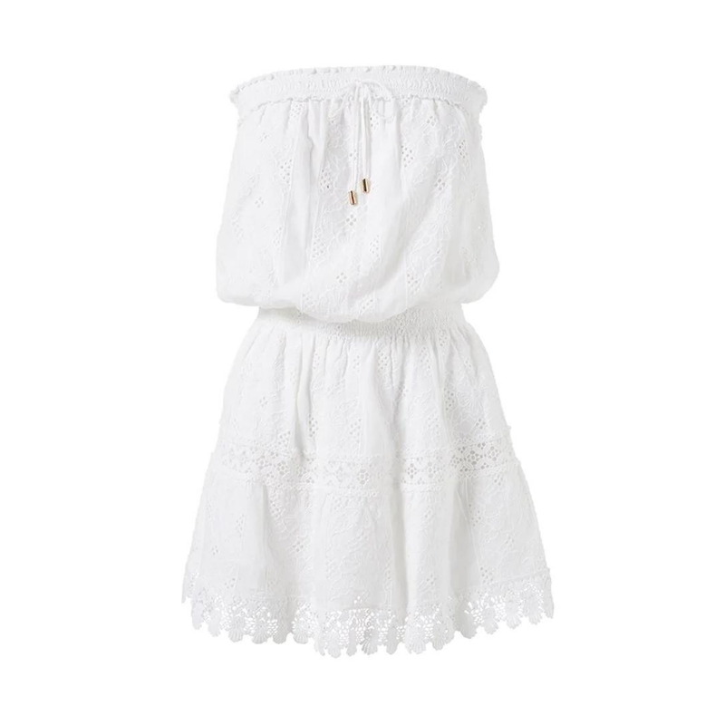 Iris Crochet Bandeau Dress in White