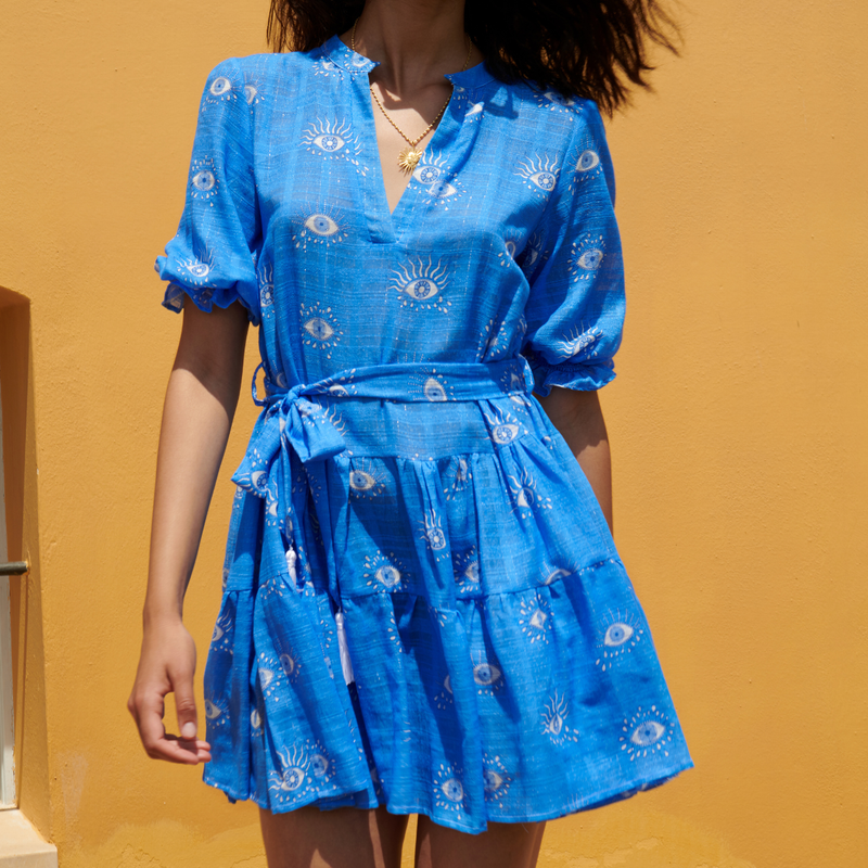 Kaleidoscope Long Sleeve Ruffle Dress