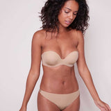 Simone Perele, Inspiration, strapless, attachable straps, underwired, moulded, smooth, plunge, bra, nude colour, Caroline Randell.  