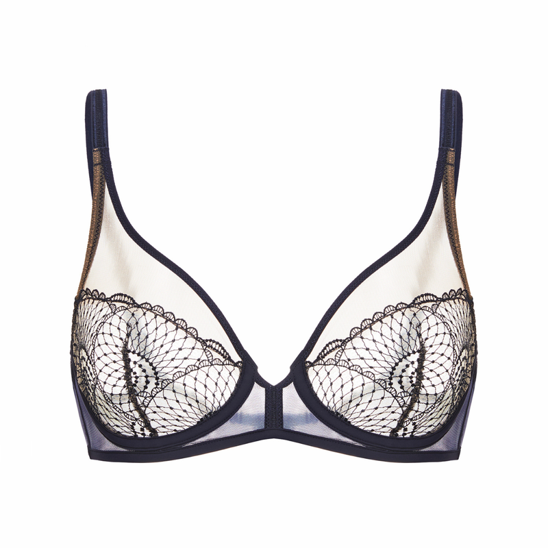 Reflet Full Cup Plunge Bra in Midnight