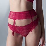 Reve Suspender Belt in Cranberry