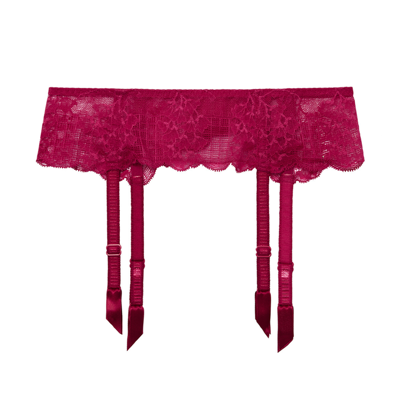 Reve Suspender Belt in Cranberry