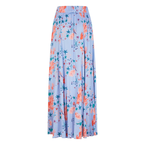 Franklin Maxi Skirt in Blue Fish Print