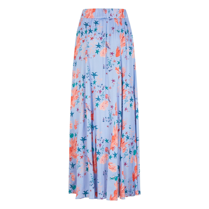Franklin Maxi Skirt in Blue Fish Print