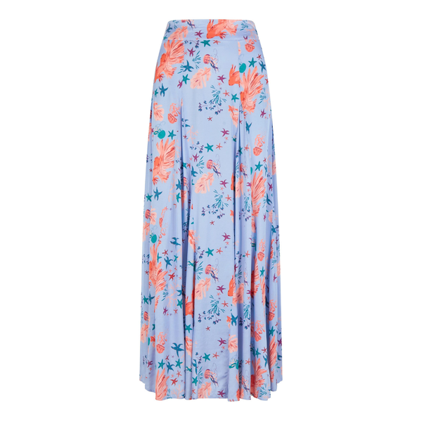 Franklin Maxi Skirt in Blue Fish Print