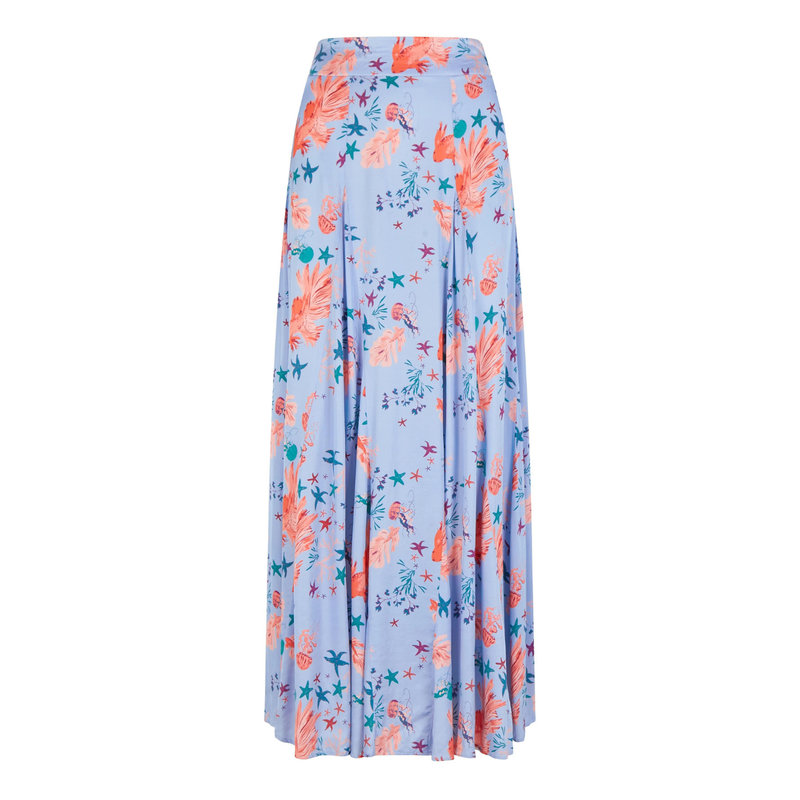 Franklin Maxi Skirt in Blue Fish Print