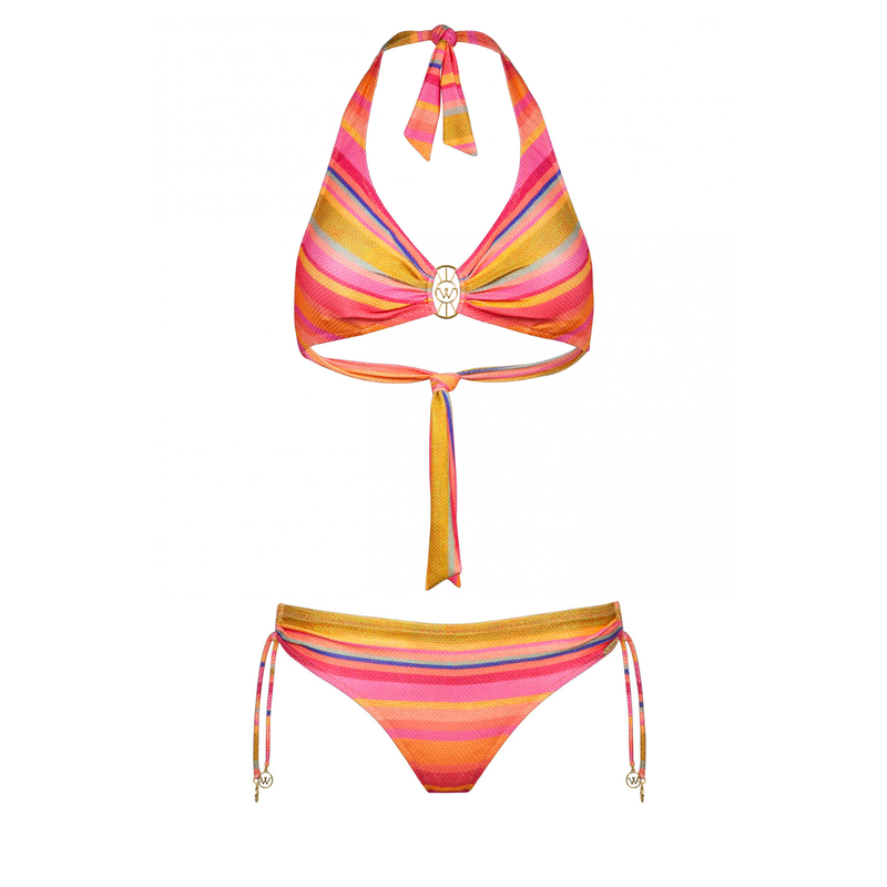 Dopamine Stripe Halterneck Padded Bikini Set