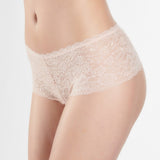 Aubade, Rosessence, soft, lace, seamless, lace, shorty, hotpant, knicker, in blush.