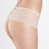 Aubade, Rosessence, soft, lace, seamless, lace, shorty, hotpant, knicker, in blush.