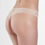 Aubade, Rosessence, thong, seamless, lacey, tanga, in blush.