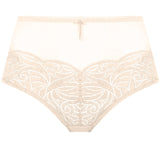 Empreinte, Verity, panty, deep brief, flat lace on the bottom at front, with sheer tulle at the top and back, blush, knicker, Caroline Randell 